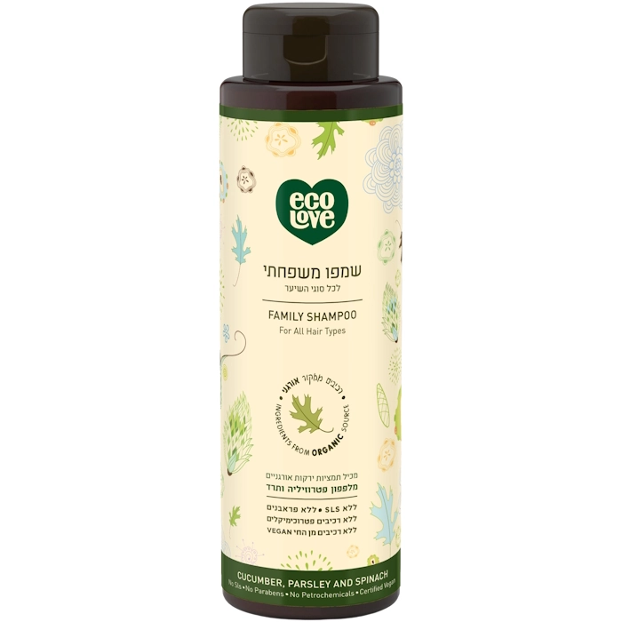 שמפו משפחתי לכל סוגי השיער הסדרה הירוקה, 500 מ"ל, אקו לאב