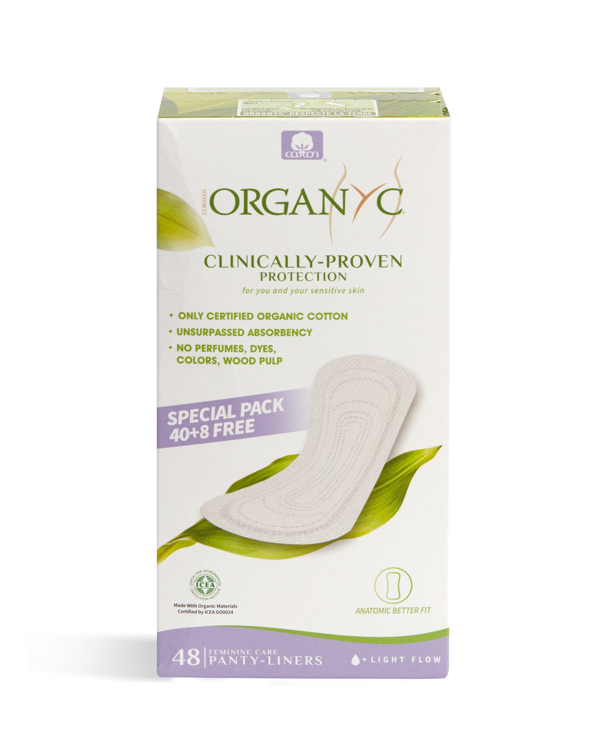 מגן תחתון בתפזורת באריזת חיסכון 48 יח' עשוי מ100% כותנה אורגנית