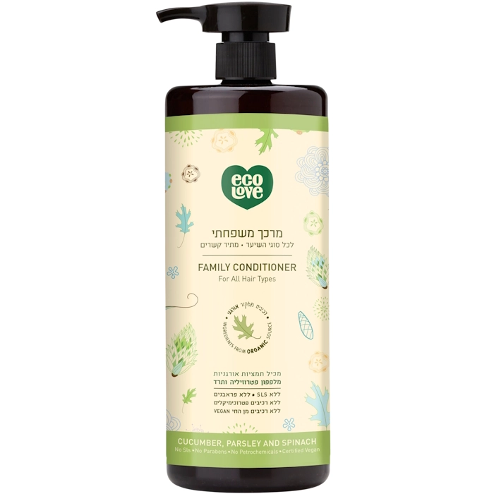 מרכך משפחתי לכל סוגי השיער הסדרה הירוקה, 1 ליטר, אקו לאב